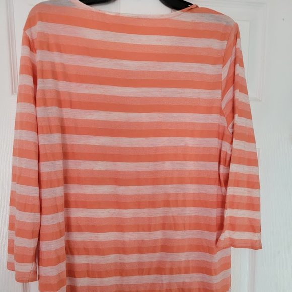 Chico's tunic top orange stripes with gold embellishment 3/4 sleeves Siz… - Picture 6 of 7
